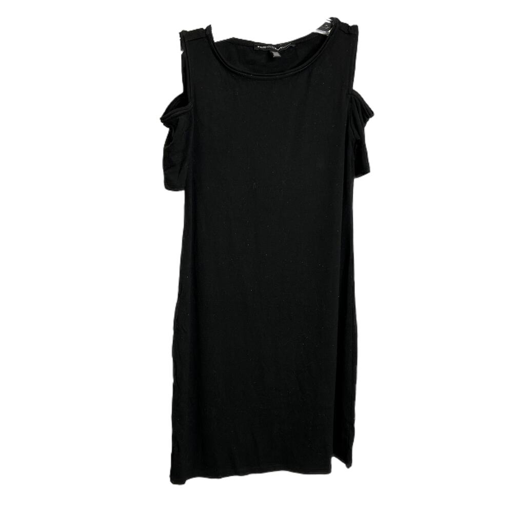 White House Black Market Womens Cold Shoulder Shift Dress Black XXS Short Sleeve